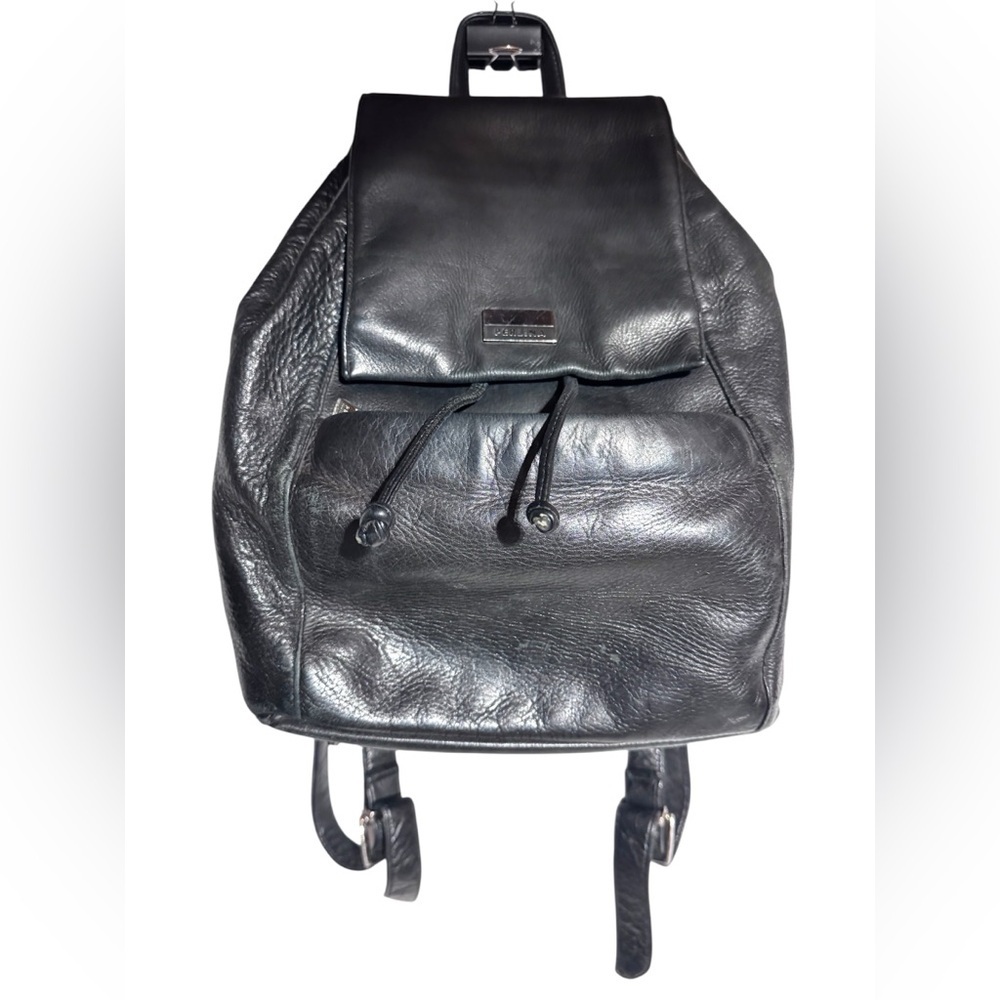 Perlina small black leather backpack purse